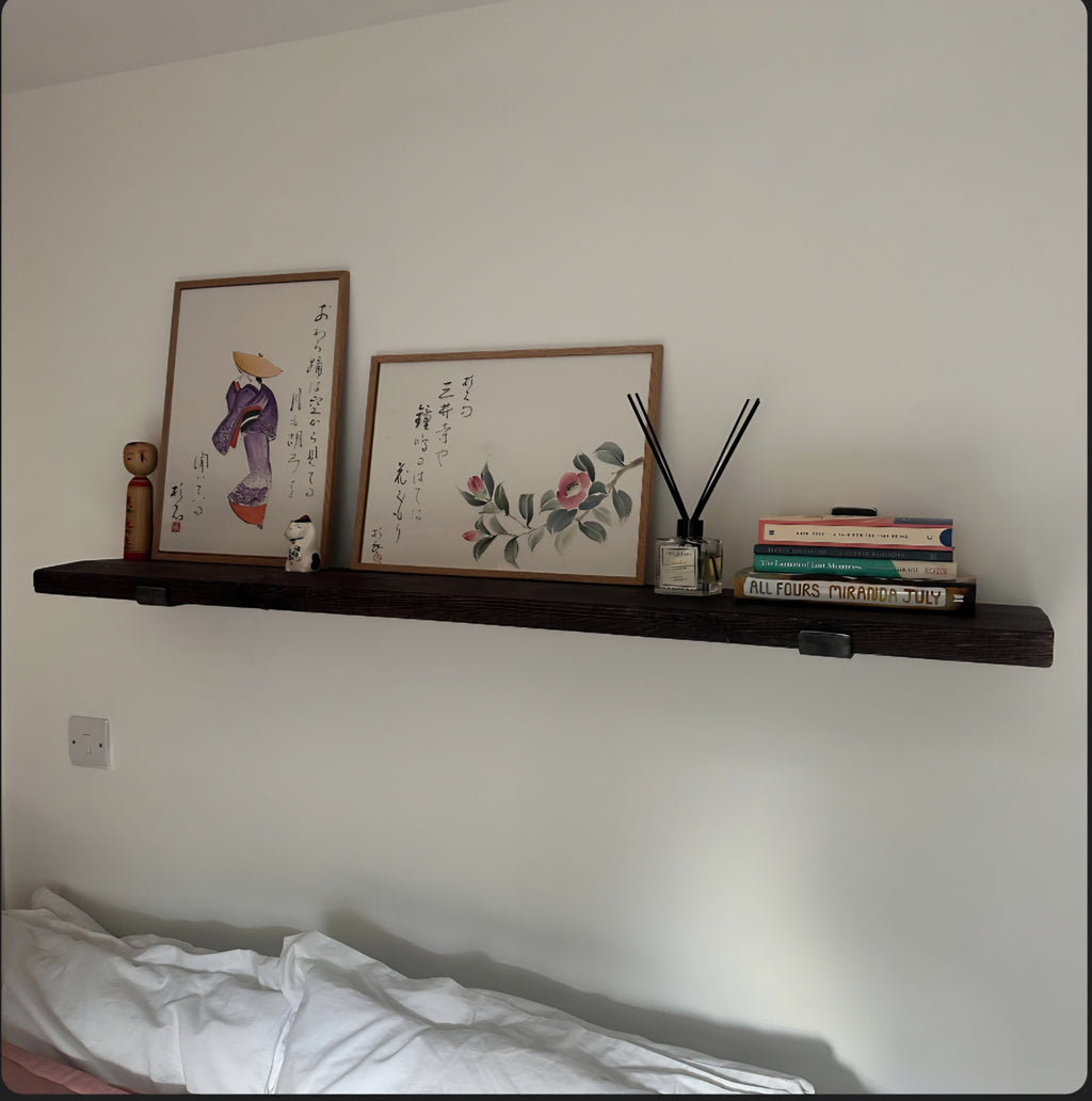 Rustic Walnut Waxed Shelves.