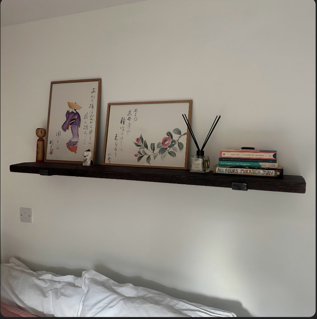 Rustic Walnut Waxed Shelves.