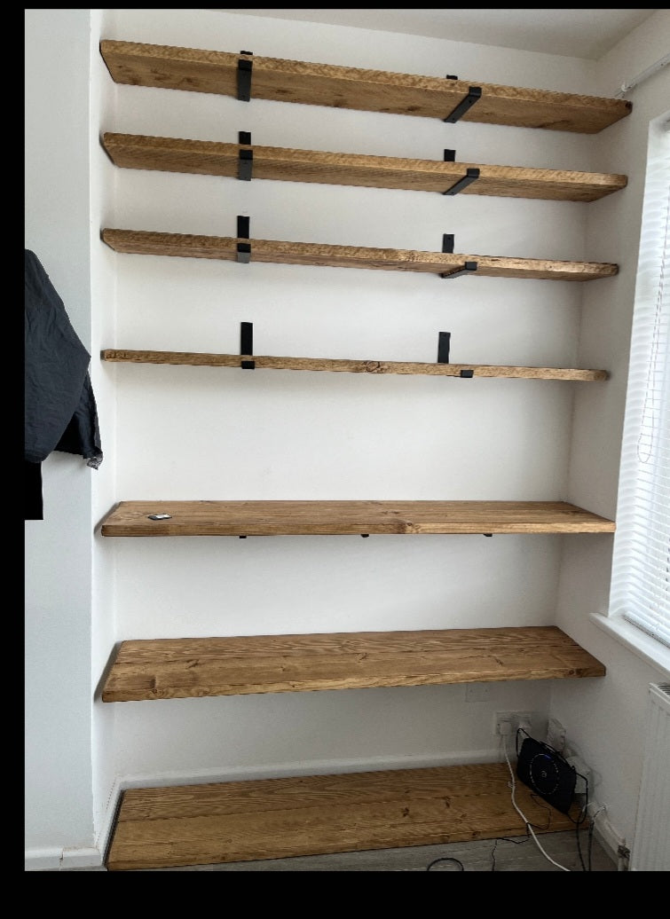 Rustic Stripped Pine Waxed Shelves