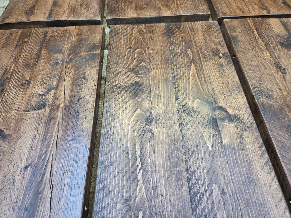 Rustic Walnut Waxed Shelves.