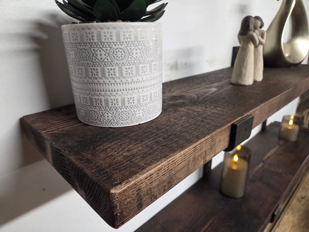Rustic Walnut Waxed Shelves.