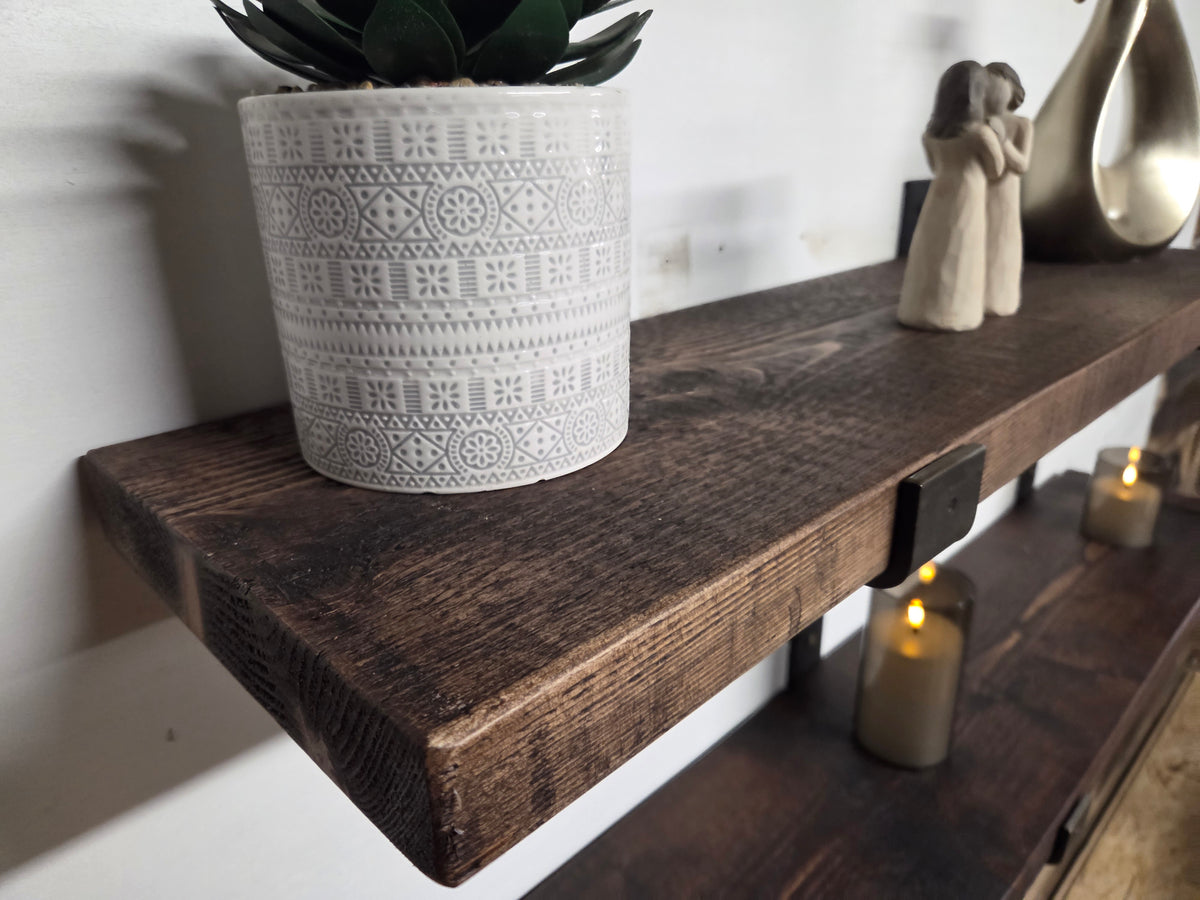 Rustic Walnut Waxed Shelves.