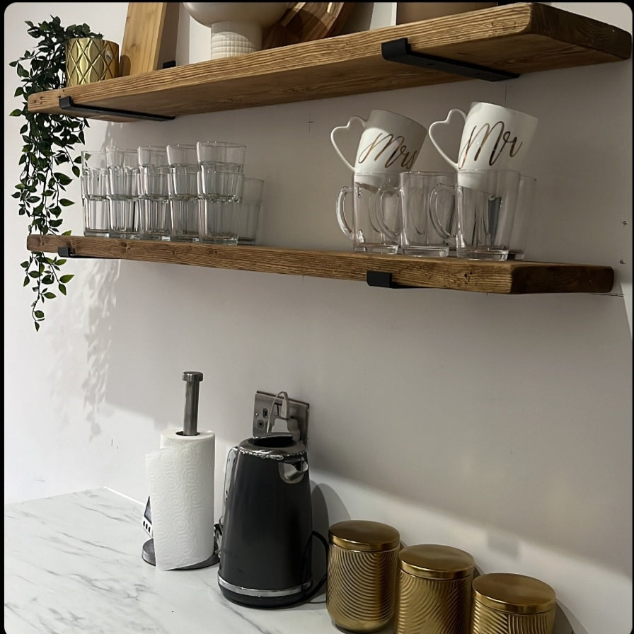 Rustic Stripped Pine Waxed Shelves