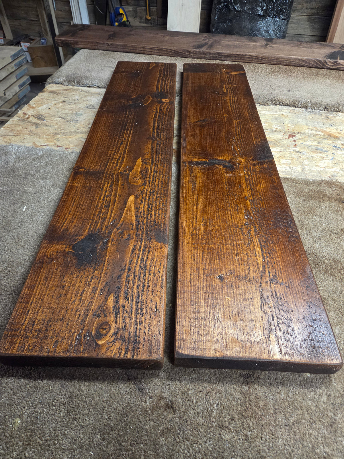 Rustic Teak Waxed Shelves 225mm