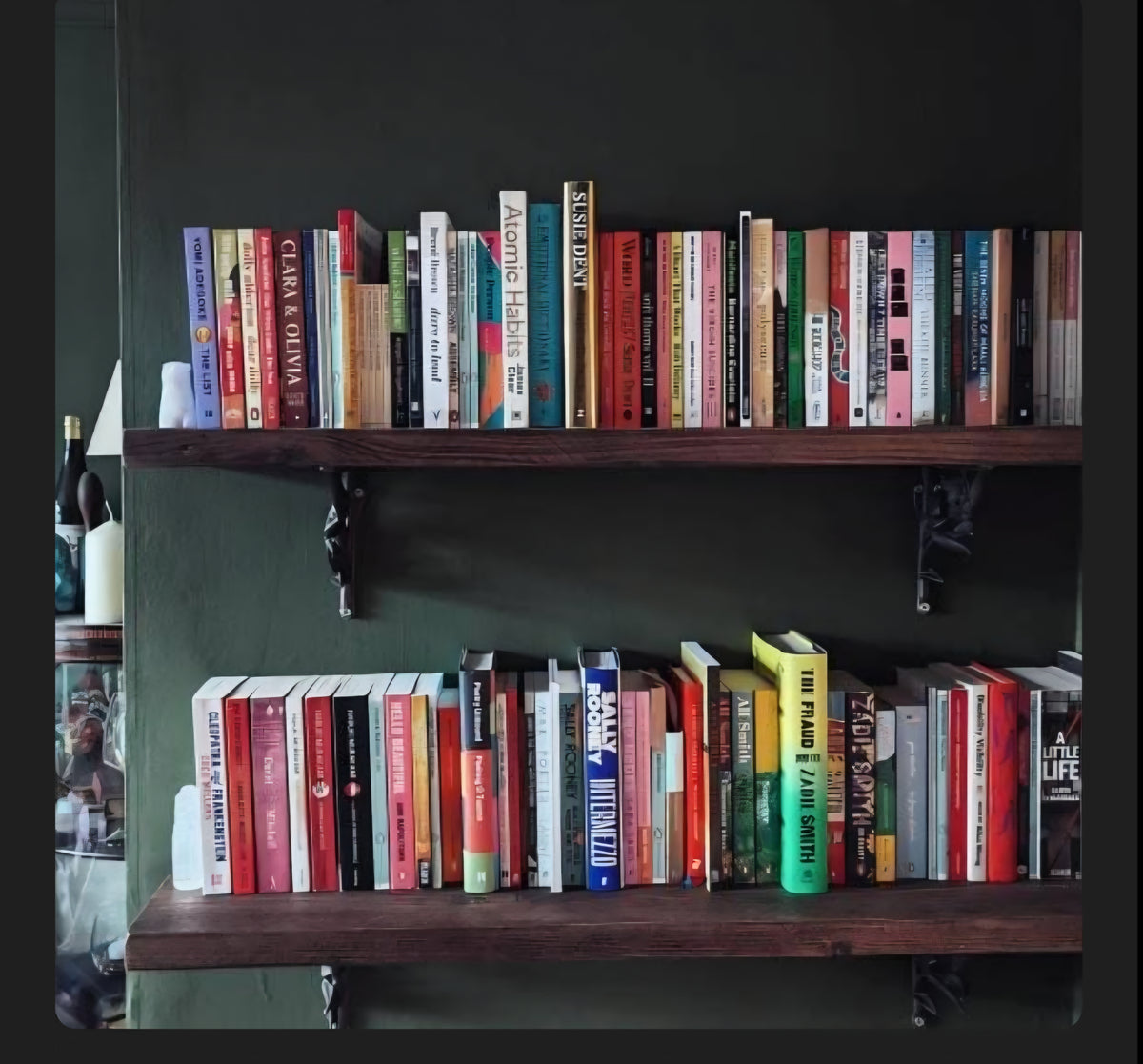 Rustic Walnut Waxed Shelves.