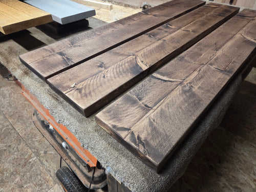 Rustic Walnut Waxed Shelves.