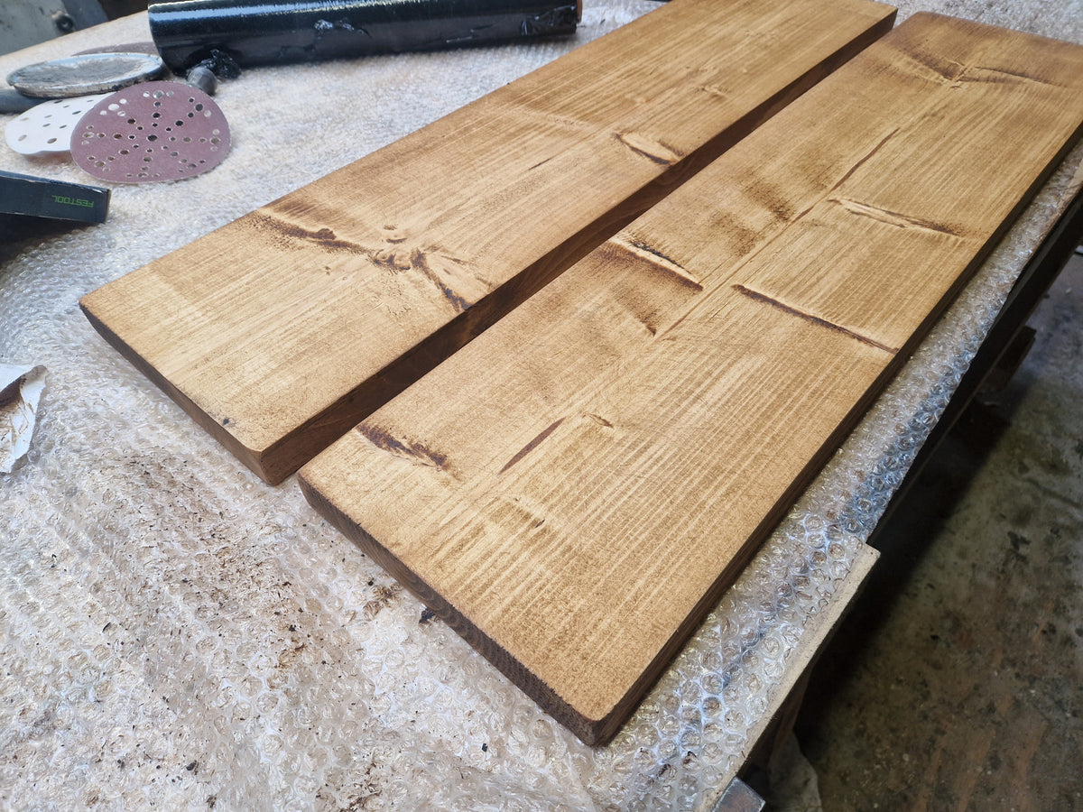 Rustic Stripped Pine Waxed Shelves